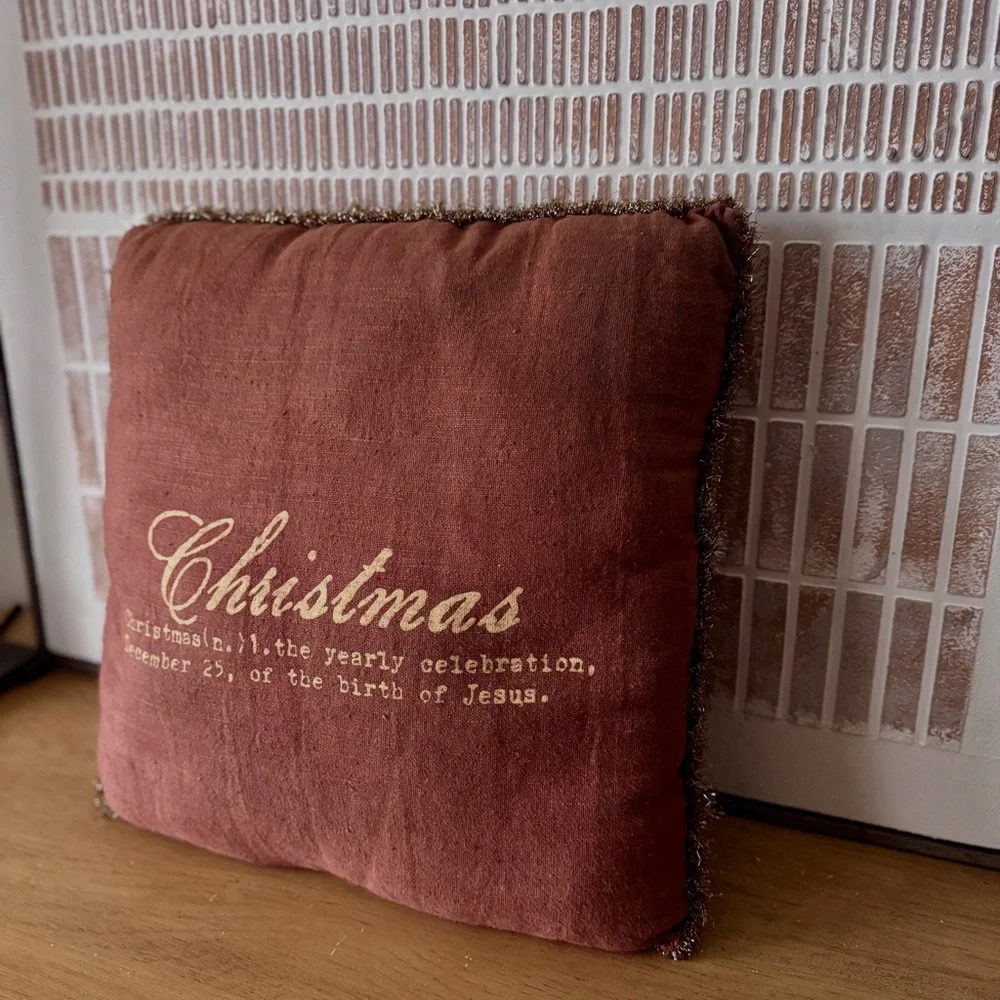 Vintage Christmas Decorative Pillow in Terracotta